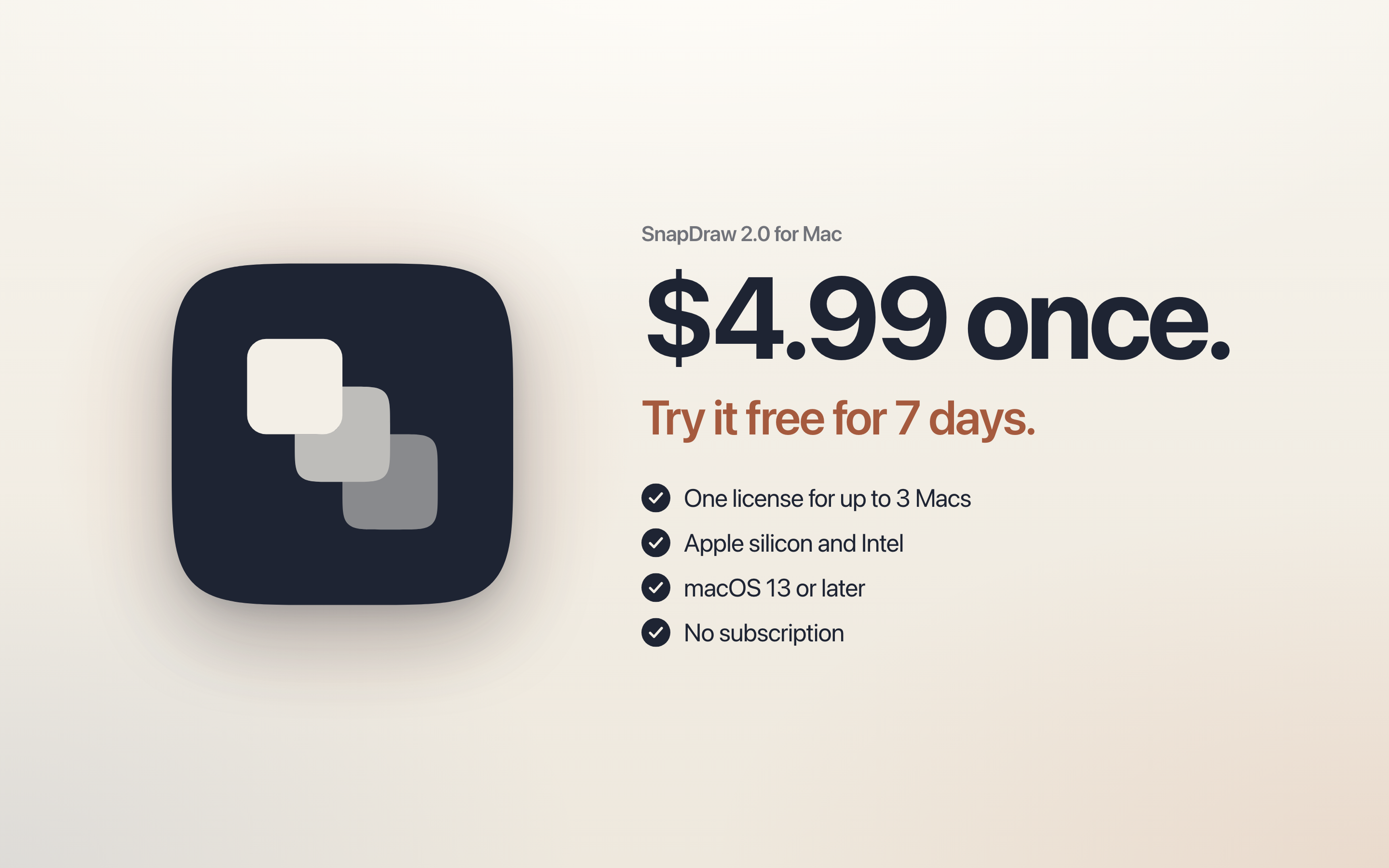 SnapDraw 2.0 for Mac: $4.99 once, free for 7 days